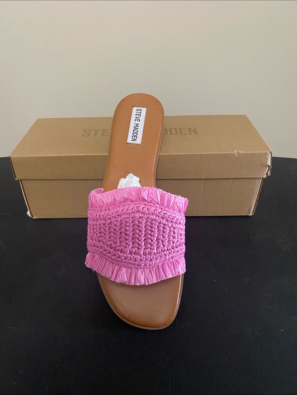 Steve Madden Pink Raffia Slide